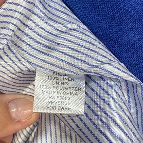 🔱 For Cynthia Royal Blue linen, single button, notch collar, blazer - Picture 3 of 5